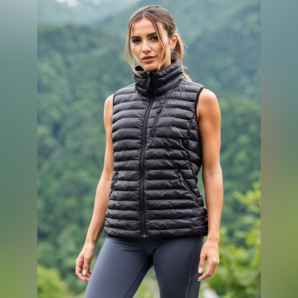 Marmot Black Thinsulate Puffer Vest Women’s M Lightweight Zip